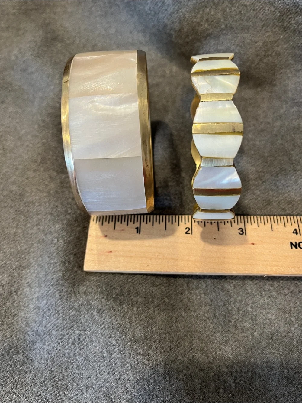 Pair of Brass MOP Bangle Bracelets